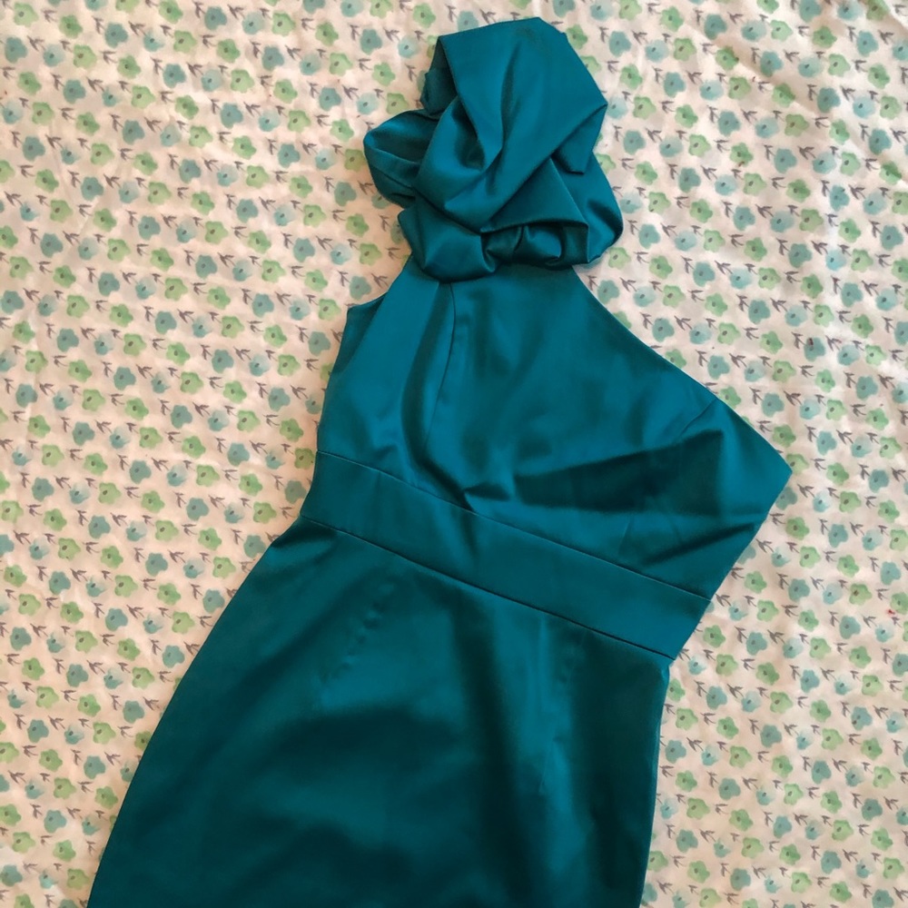 Teal One Shoulder Dress